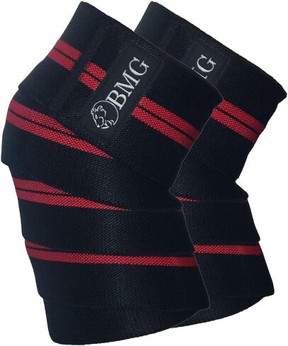 Knee Wraps (Pair) | 78″ Nylon Knee Wraps | Knee Wraps For Lifting | Knee Protection For Men And Women (Black) | BMG Knee Wraps | BMG Kneewraps in Saudi Arabia
