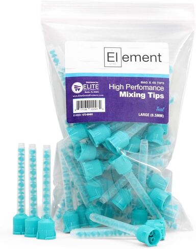أطراف خلط VPS عالية الأداء من ELEMENT لمواد انطباع الأسنان - Mixpac الأصلية (48 طرف، 6.5 مم - أزرق مخضر) in Kuwait