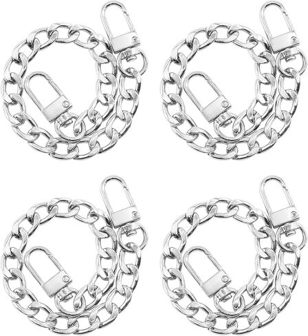 Wokape 4Pcs 39.4inch Gold Purse Chain Strap, Replacement Flat Chain Strap with Buckles, Luxury Fashion Chains for DIY Metal Shoulder Purse Chain Replacement - 39.4" / 100cm in Kuwait