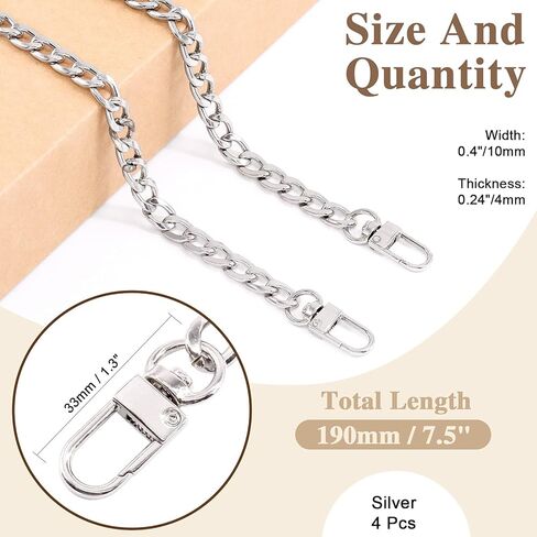 Wokape 4Pcs 39.4inch Gold Purse Chain Strap, Replacement Flat Chain Strap with Buckles, Luxury Fashion Chains for DIY Metal Shoulder Purse Chain Replacement - 39.4" / 100cm in Kuwait