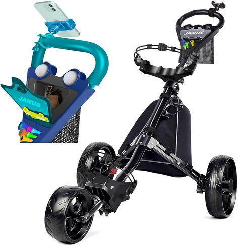 JANUS Golf cart, Foldable Golf Push cart, Golf Bag cart, Golf Pull cart with Phone Holder and Storage Bag. Golf Caddy had Large Wing or Small Wing, can be Suitable for Golf Bags of Different Sizes. in Saudi Arabia