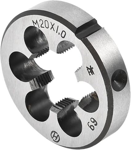Round Thread Repair Die, M12x1.25 Die 38mm OD, Alloy Tool Steel Left Hand Cylindrical Pipe Threading Tool with 4 Chip Holes - (Applications: for Threading Repairing) in Saudi Arabia
