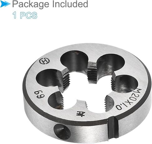 Round Thread Repair Die, M12x1.25 Die 38mm OD, Alloy Tool Steel Left Hand Cylindrical Pipe Threading Tool with 4 Chip Holes - (Applications: for Threading Repairing) in Saudi Arabia