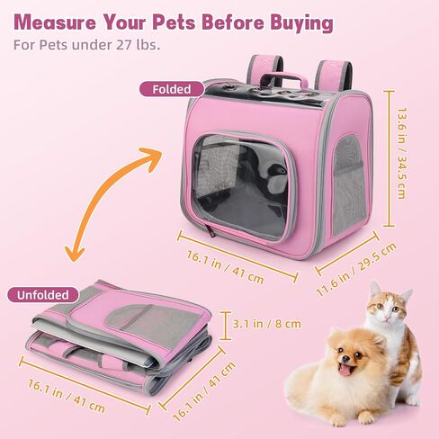 حقيبة ظهر لحمل الحيوانات الأليفة، حقيبة ظهر للقطط مزودة بفتحات قابلة للتنفس، حاملة سفر محمولة للحيوانات الأليفة للقطط والكلاب المتوسطة والصغيرة، معتمدة من شركات الطيران، مثالية للنزهات الخارجية والمشي لمسافات طويلة (رمادي) in Kuwait