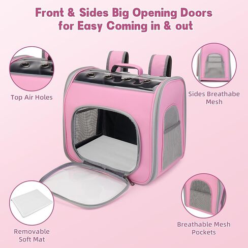 حقيبة ظهر لحمل الحيوانات الأليفة، حقيبة ظهر للقطط مزودة بفتحات قابلة للتنفس، حاملة سفر محمولة للحيوانات الأليفة للقطط والكلاب المتوسطة والصغيرة، معتمدة من شركات الطيران، مثالية للنزهات الخارجية والمشي لمسافات طويلة (رمادي) in Kuwait