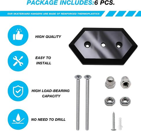 UOIENRT 6Pcs Skateboard Wall Mount Skateboard Hanger, Metal Skate Board Mount for Skateboard Deck Display and Storage in Saudi Arabia