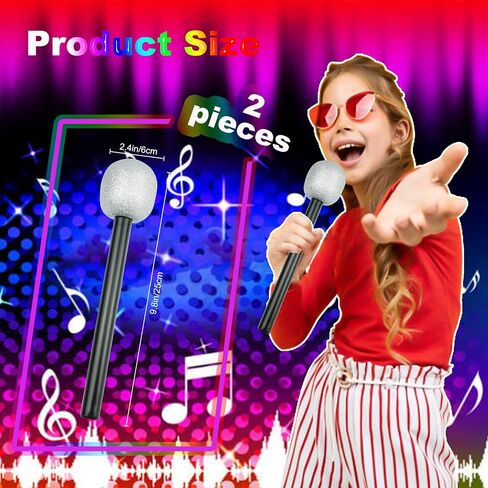 Glitter Fake Microphone Prop Plastic - 4 Pack Pretend Stage Microphone Costume Party Favor Silver Sparkly Toy Plastic Karaoke Play Microphone Cosplay Kids Bulk for Birthday Party Halloween Christmas in Saudi Arabia