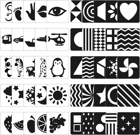 High Contrast Baby Flash Cards: 50 Pages Black and White Visual Stimulation Flashcards with Colors for Newborns 3-6 Months, Brain Development Toys for Infant in Saudi Arabia