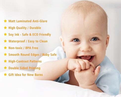 High Contrast Baby Flash Cards: 50 Pages Black and White Visual Stimulation Flashcards with Colors for Newborns 3-6 Months, Brain Development Toys for Infant in Saudi Arabia