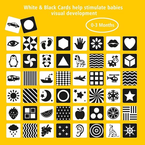 High Contrast Baby Flash Cards: 50 Pages Black and White Visual Stimulation Flashcards with Colors for Newborns 3-6 Months, Brain Development Toys for Infant in Saudi Arabia