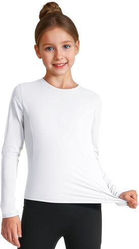 HASMES Gilrs Long Sleeve Athletic Shirts Active Quick Dry Lightweight Clothes Kids Teens Sports Tees Yoga Basic Tops in Saudi Arabia