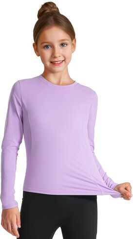 HASMES Gilrs Long Sleeve Athletic Shirts Active Quick Dry Lightweight Clothes Kids Teens Sports Tees Yoga Basic Tops in Saudi Arabia
