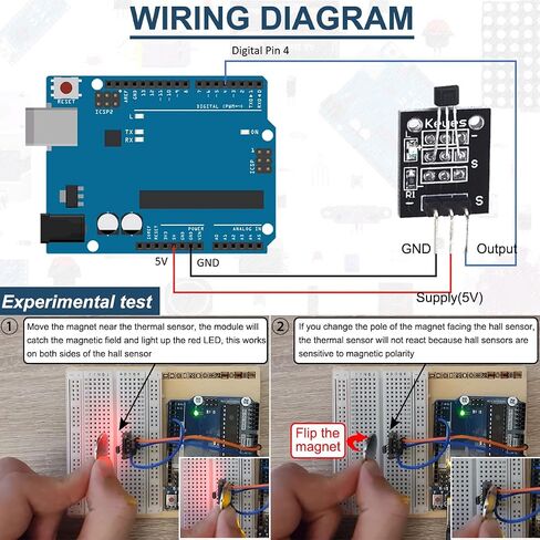 10 Pcs KY-003 Hall Effect Magnetic Sensor Module 3144 Hall Effect Sensor DC 5V Unipolar for Arduino PIC AVR Smart Cars with Cable in Saudi Arabia