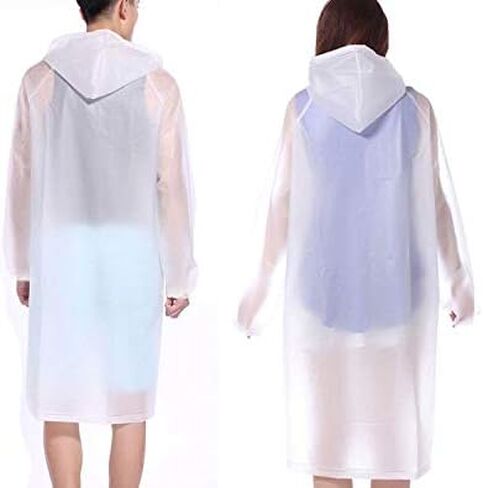 Rain Poncho for Adults, 2 Pack EVA Reusable Raincoat Emergency Rain Gear Jacket with Hood and Elastic Sleeve in Saudi Arabia