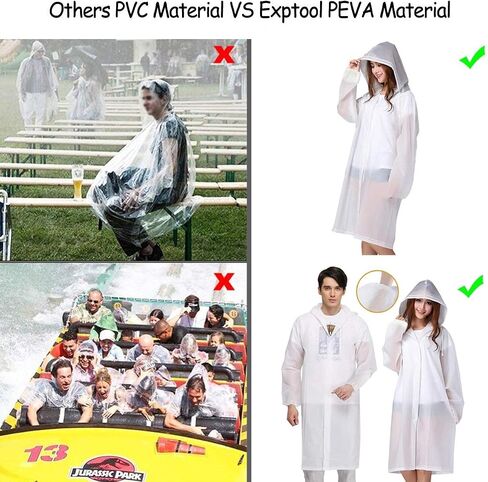 Rain Poncho for Adults, 2 Pack EVA Reusable Raincoat Emergency Rain Gear Jacket with Hood and Elastic Sleeve in Saudi Arabia