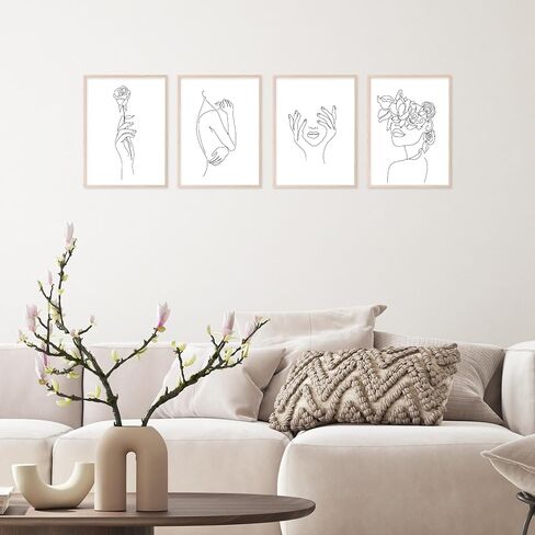 Insire Woman Silhouette Wall Art, Line Drawing Wall Art, Silhouette Drawings, Minimalistic Drawings, Fine Line Art Wall Decor - Unframed (8x10") in Saudi Arabia