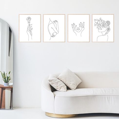 Insire Woman Silhouette Wall Art, Line Drawing Wall Art, Silhouette Drawings, Minimalistic Drawings, Fine Line Art Wall Decor - Unframed (8x10") in Saudi Arabia