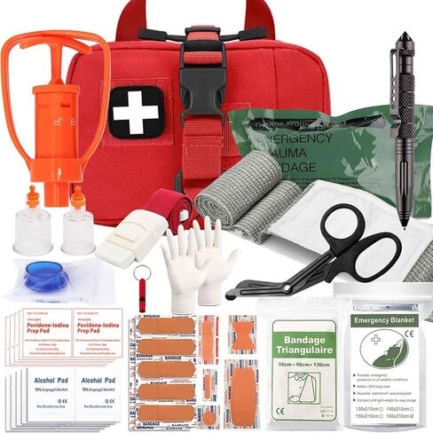 Tactical Ifak Trauma Kit, Emergency First Aid Bleeding Control Ifak Kit, Snake Bite Kit, Bee Sting Kit, Venom Extractor Suction Pump, Bite and Sting First Aid Supplies in Saudi Arabia