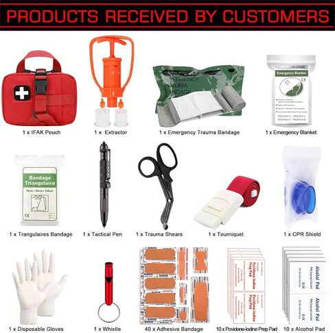 Tactical Ifak Trauma Kit, Emergency First Aid Bleeding Control Ifak Kit, Snake Bite Kit, Bee Sting Kit, Venom Extractor Suction Pump, Bite and Sting First Aid Supplies in Saudi Arabia