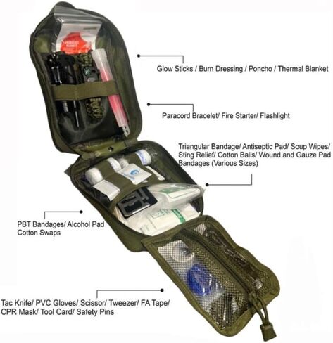 250 Pieces Survival First Aid Kit Emergency, for Outdoor Activities, Camping, Hiking, Fishing, Hunting, Military-Style Kit, Trauma Bag, Adventure Essentials in Saudi Arabia