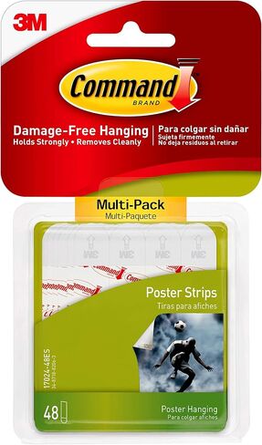 Command Poster Strips, Damage Free Hanging Poster Hangers, No Tools Wall Hanging Strips for Posters, 48 White Command Adhesive Strips in Saudi Arabia