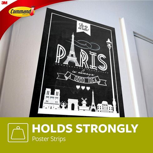 Command Poster Strips, Damage Free Hanging Poster Hangers, No Tools Wall Hanging Strips for Posters, 48 White Command Adhesive Strips in Saudi Arabia