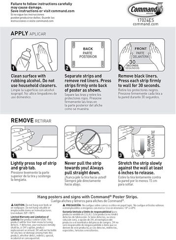 Command Poster Strips, Damage Free Hanging Poster Hangers, No Tools Wall Hanging Strips for Posters, 48 White Command Adhesive Strips in Saudi Arabia