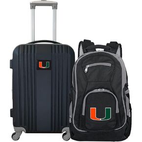 Denco 2-Piece Luggage Set, Includes 21-inch Two-Tone Hardcase Spinner and 19" Laptop Backpack, Team Color