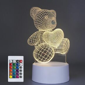 Birthday Cake 3D Illusion Lamp,Acrylic 3D Lamp LED Night Light with Remote Control 16 Color Changing Desk Lamp，Kids Gamer Room Decor Plug in Best Cool Festival Birthday Gift.