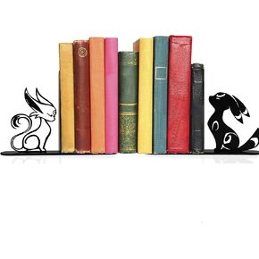 Fox Bookends - Black Foxes Decorative Book Ends, Cute Metal Animal Bookend, Ideal Book Organizer for Kids & Adults, Book Ends for Shelves