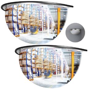 Kanayu 4 Pieces Corner Mirror Blindspot for Wall Safety Security Acrylic Half Dome Mirror Convex Mirror Indoor for Ceiling Driveway Outdoor Hallway Warehouse Office Side View, 18"Diameter