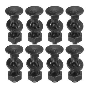 uxcell M10 x 125mm Carriage Bolt Kit, 25 Set Round Head Square Neck Screws, Carriage Bolts Screws Set Includes Washers and Nuts - Carbon Steel Black Oxide for Fastening Accessories