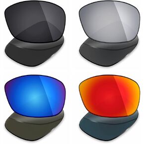 Mryok 4 Pair Polarized Replacement Lenses for Oakley C Wire 2011 Sunglass - Stealth Black/Fire Red/Ice Blue/Silver Titanium