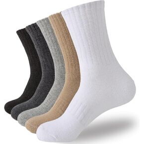 MOSOTECH 5 Pairs Wool Hiking Socks for Women Warm Winter Thermal Thick Cushioned Cozy Boot Work Soft Ladies Socks