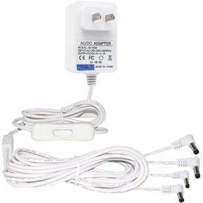 4.5V Lemax Power Adapter Compatible with Lemax Lighted Accessory 94566 94563 94564 94565 74295 74269 74707 84428 44242 Christmas Halloween Village Lights Micro Lighting Building Decor(4 Output White)