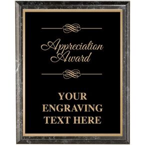 Corporate Appreciation Plaques - 10 x 13 Classic Black Etched Recognition Trophy Plaque Awards Prime