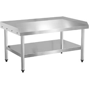 ROVSUN Stainless Steel Equipment Stand, 48" L x 30" W x 26" H Stainless Steel Table Grill Stand Table with Adjustable Undershelf for Commercial Kitchen Restaurant Hotel Home