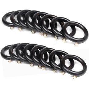 Handmade Wooden Curtain Rings for Window and Door Decoration, Wood Drapery Rings | Inner Dia 1.75 Inch and Outer Dia 2.5 Inch (Black) (24)