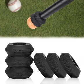 Hikeen 6 PCS Baseball Bat Grip Choke Up Rings Bat Choke with Baseball Bat Weighted Swing Knob 15 OZ for Baseball Softball Teeball Tball Swing Training Baseball Bat Accessories