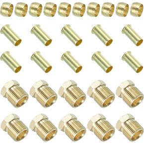 PATIKIL 6mm ID 8mm OD Tube Compression Assortment Kit, 10 Set Brass Compression Sleeve Ferrule & Insert & Nut for Water Oil Air Pipe