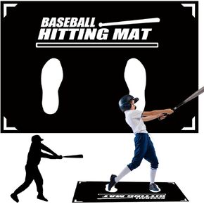 Baseball Hitting Mat, Softball T-Ball Batter Stance Training Mat, 90 x 60 cm, Rubber, Silent Anti-Skid, Baseball Training Mat, Baseball Practice Equipment Gifts for Kids and Adults, Black