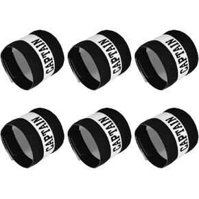 YOKIVE 6 Pcs Captain Armband, Nylon Protective Arm Badge, Adjustable Flexibility, Great for Team Training, Competitions (Black, 11.8 x 3.5 Inch)