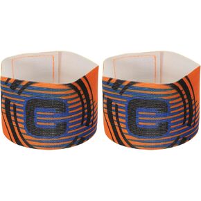 PATIKIL 12.2x2.6 Soccer Captain C Armband, 2 Pack Nylon Unisex Elastic Arm Band Adjustable for Youth Adult Team Training, Orange