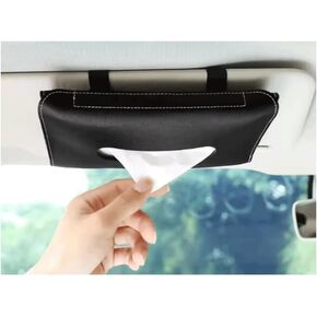 Car Visor Tissue Holder Black PU Leather Vehicle Napkin Holder 1 PC