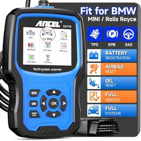ANCEL BM700 Battery Registration Tool Fits for BMW, Full Diagnostic Tool Professional SRS Airbag Reset Scan Tool for Mini Cooper OBD1 OBD2 Scanner Car Engine Code Reader Injector Coding Oil Reset