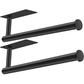 𝟐𝐧𝐝 𝐆𝐞𝐧 [More Studry] Paper Towel Holder Under Cabinet Wall Mounted, UREZORGEAR Self Adhesive or Drilling Paper Towel Holder for Kitchen RV, SUS304 Stainless Steel Paper Towel Roll Rack (Black)