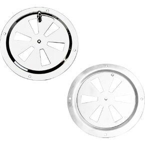 2PCS 5 Inch Grill Vents Round Butterfly Air Cover Ventilation Replacement Part, 316 Stainless Steel Marine Set for Increased Adjustable Airflow Small RV Hull Caravan Boat BBQ Damper Smoker Shed Stove