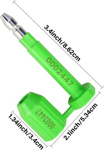 Amarine Made Bolt Seal (50) Shipping Seal with Print Progressive Numbering for Cargo Containers and Truck Trailers, Cargo Container Seals Green (50) in Saudi Arabia
