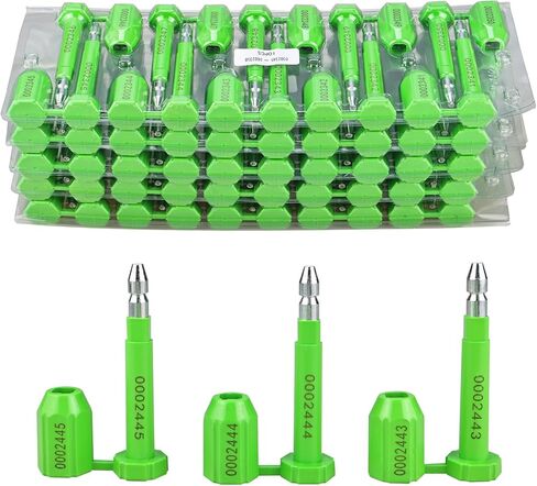 Amarine Made Bolt Seal (50) Shipping Seal with Print Progressive Numbering for Cargo Containers and Truck Trailers, Cargo Container Seals Green (50) in Saudi Arabia