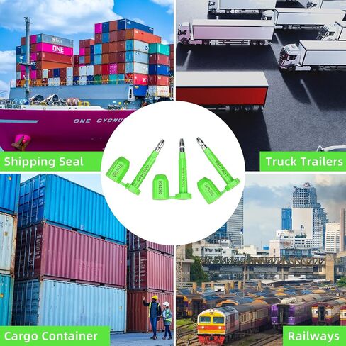 Amarine Made Bolt Seal (50) Shipping Seal with Print Progressive Numbering for Cargo Containers and Truck Trailers, Cargo Container Seals Green (50) in Saudi Arabia